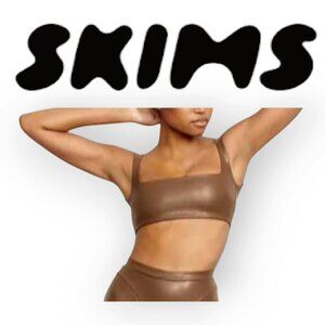 SKIMS Rich Chocolate Brown Faux Leather Bralette Plus Size 2X NWOT Trendy Top